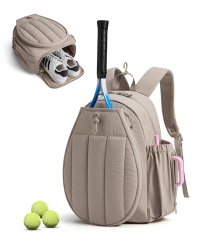 BAGSMART Tennis Gym Bag for Women, Tennis Backpack Holds 2 Rackets with Shoe Compartment, 15.6" Laptop Gym Backpacks for Court, Off-work, Everyday & Overnight Weekend