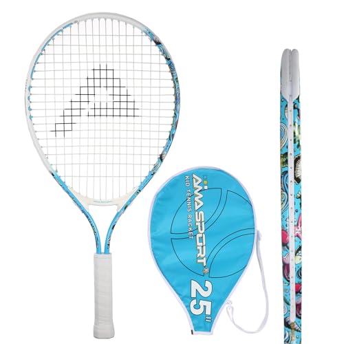 AMA SPORT Kids Tennis Racket for Junior Toddlers Starter Kit 17-25" Tennis Racquet for Girls and Boys with 420D Nylon Shoulder Strap Bag - color: Blue, size: 25 inch