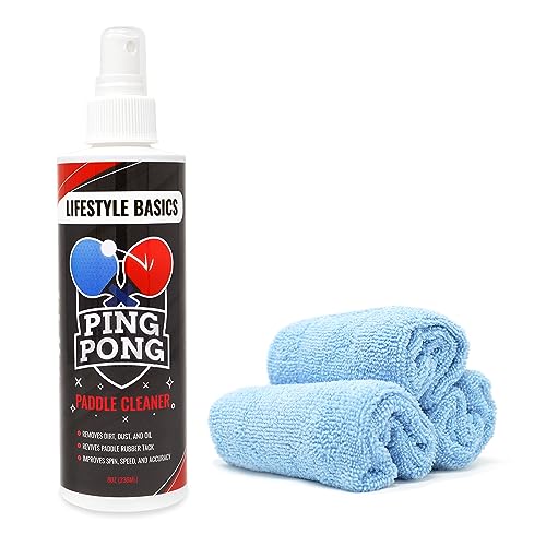 Lifestyle Basics Ping Pong Paddle Cleaner - Rubber & Wood Cleaner for Table Tennis Rackets - 3 Pack Microfiber Cleaning Cloths - Non-Abrasive, Reusable, Washable