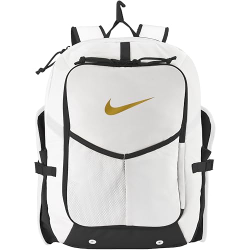 Nike Diamond Bat Pack Select Baseball Backpack - color: Summit White/Black/Metallic Gold