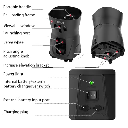 PT MINI PRO Tennis Ball Machine Portable Lightweight Rechargeable Battery Automatic Oscillation Spin Control Remote/APP Suitable for Beginners