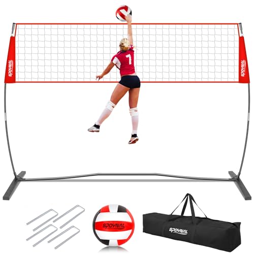 12FT/20FT Portable Volleyball Net Volleyball Net for Backyard Freestanding Volleyball Practice Net Outdoor Indoor Volleyball Training Set with Adjustable Height Carry Bag and Volleyball - style: 12 FT Volleyball Net Set