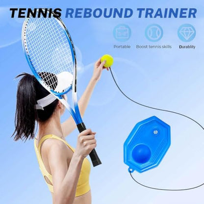 Tennis Trainer, Tennis Practice Rebounder, Tenniss Buddy, Solo Training Equipment with Fillable Baseboard & Rope, Used for Backyard, Local Court, Or Even Park