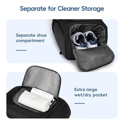 KAVIGOR Pickleball Bag, Large Pickleball Backpack Holds 4 to 6 Paddles, Shoes Compartment & Wet/Dry Pocket (9 Pockets), Charge Port - color: Black