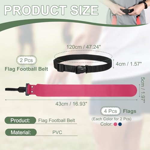 Flag Football, Adjustable Flag Football Belts with Belt and Flags Easy Tear Away