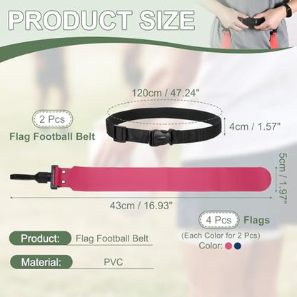 Flag Football, Adjustable Flag Football Belts with Belt and Flags Easy Tear Away