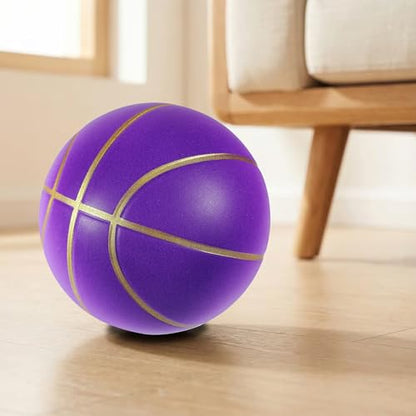Silent Basketball Size7, New Upgraded Weight 600g Grooved Airless Indoor Basketball, Non-derforming Package, Real Feel & Bounce Like Official Ball, Quiet Dribbling Indoor Training