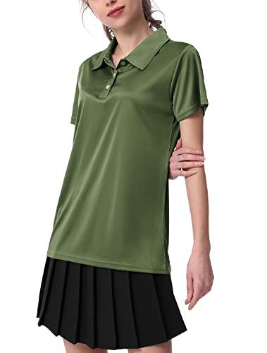 3-Pack Women's Short-Sleeve Sport Polo Shirts Quick Dry Moisture-Wicking Activewear Polos Tops for Work