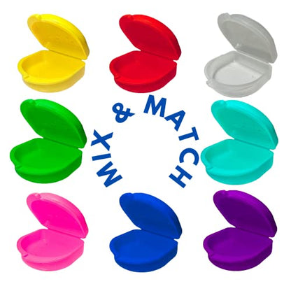 2 Pack of Retainer Cases (Available in Various Color Options); for Retainers, Dentures, Mouth Guards, and other Accessories. With Vent Holes and Write-on I.D. Area, Secure Snap Closure (Clear)
