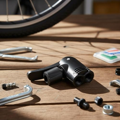 Black Pump Adapter Valve, 3 in 1 Replacement Dual Head Air Pump Adapter Valve Bicycle Bike Cycle Tyre Tube Pump Adapter，Bike Floor Pumps, Bike Floor Pumps, Sports and Outdoors