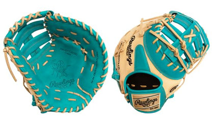 Rawlings Heart of the Hide Speed Shell Baseball Glove – Teal/Blonde – First Base Mitt & Catcher’s Mitt – Pro HOH Leather – Lightweight – RHT & LHT Available - size: 13