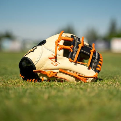 SSK Z5 Craftsman Infield Baseball Glove – 11.25” - 11.5” - 11.75” - 12” – Right & Left Hand Throw - color: Camel/Black/Orange, size: 11.5" - Right Hand Throw