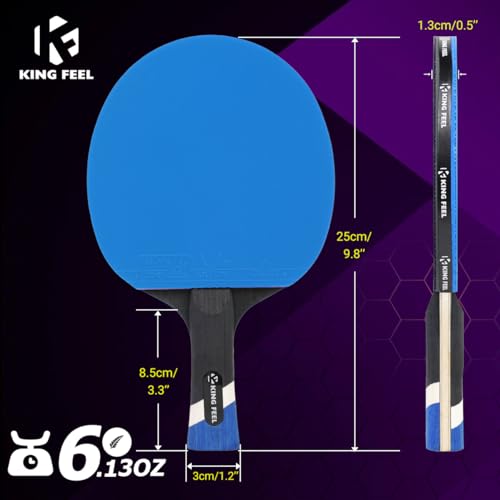 Professional Ping Pong Paddles-Lightweight Carbon Fiber Table Tennis Rackets with 7-Ply Blade, 2.0mm Premium Sponge, ITTF Approved Rubber - for Tournament-Level Performance Table Tennis Paddles - style: Blue(1-Pack)