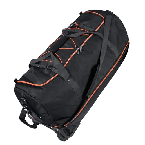 110L Expandable to 140L 32” Foldable Oxford Soft-Sided Rolling Duffle Bag with 2 Heavy-Duty Wheels,2 Large Compartments,Adjustable Shoulder Strap and Attached Organizer Pouch,Black Orange - color: Black Orange