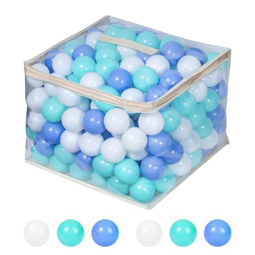 MoonxHome Ball Pit Balls for Toddlers, BPA Free Crush Proof Plastic Toy Balls for Ball Pit, Children's Pool Water Toys, Macaron Ocean Balls for Play Tent 2.15 Inch Pack of 100 200 500 800 1000 - color: M-green&blue