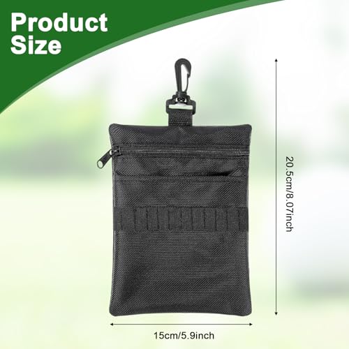 Golf Tee Bag, Multi Pocket Golf Tee Ball Pouch with Lobster Claw Clip Golf Accessories Bag Valuables Pouch for Men Women (Black)