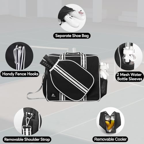 Pickleball Bags for Women&Man | Pickleball Bags with Insulated Drink Cooler Bag Fence Hooks | Pickleball Gift