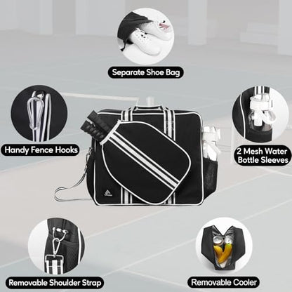Pickleball Bags for Women&Man | Pickleball Bags with Insulated Drink Cooler Bag Fence Hooks | Pickleball Gift