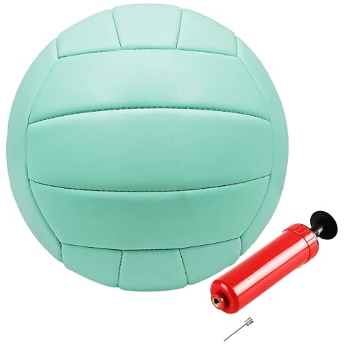 ABAJI Volleyball Official Size Thicker PVC Pure Color with Pump Waterproof Anti-Explosion Design Training Practice Indoor Outdoor Beach Pool Play - color: Light Green