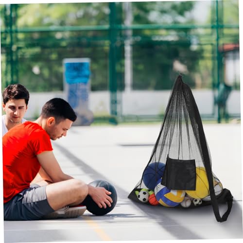 Large Mesh Ball Bag for Soccer Volleyball and Basketball Sturdy Drawstring Sports Equipment Storage Bag for Players for Team Gear