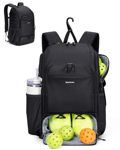 sportsnew Pickleball Bag Large Sports Pickleball Backpack with Shoe Compartment for Men Women, Patent Pending