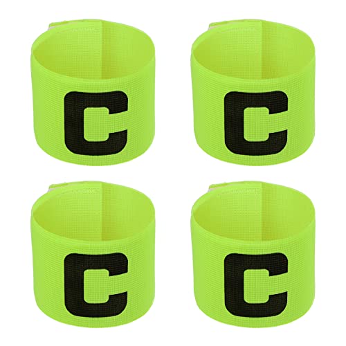 PATIKIL Soccer Captain Armband, 4 Pcs Nylon Elastic Protective Arm Badge for Youth Adult Team Training - color: Green