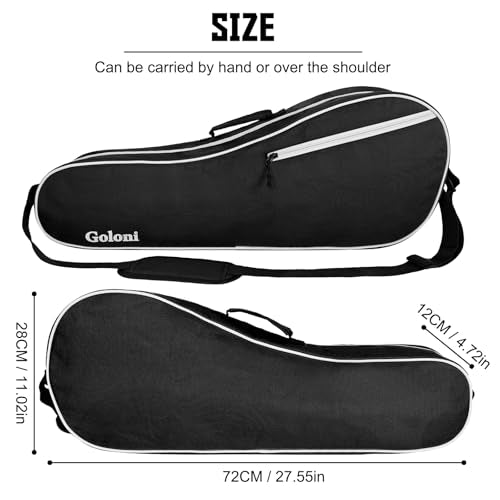 Goloni Tennis Bag for 3-4 Rackets, Water-Resistant Racket Bag with Padded Protection for Men Women Adults - color: Black