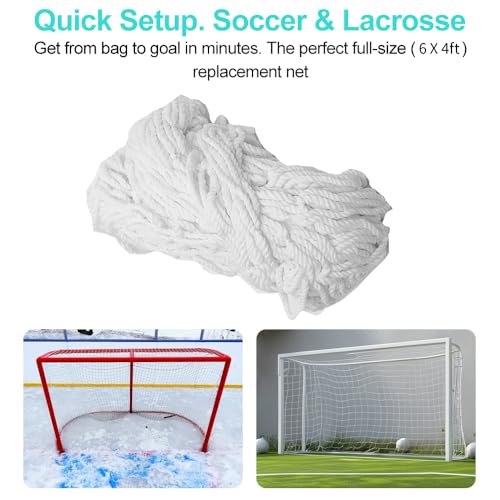 Greensen Youth Soccer Goal Set Sports Soccer Goal Set Sports Soccer Goal Net, Football Replacement Goal Post Netting Full Size for Lacrosse and Soccer - size: 6X4FT