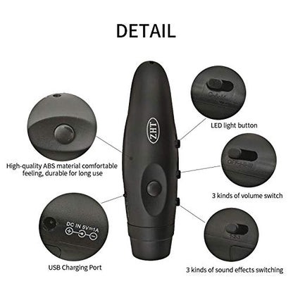 ZHT Electronic Whistles for Referees with USB Charging, 3 Tone High Volume Emergency Whistle for Referee Coaches Teacher, Outdoor Camping Hiking Boating Safety Whistles with Lanyard - color: Black