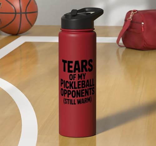 Tears of My Pickleball Opponents Fun Competitive Pickleball Stainless Steel Insulated Water Bottle - color: Red