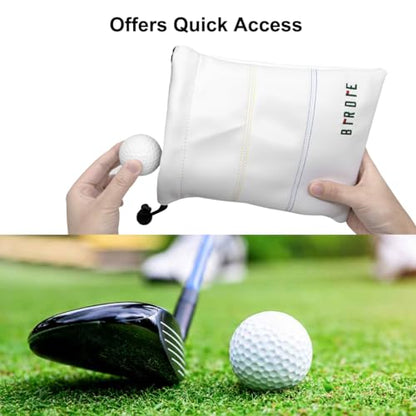 Golf Valuables Pouch, Leather Golf Tee Pouch with Drawstring Closure Golf Ball Tee Handbag Portable Golf Accessories