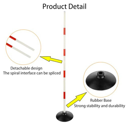 Red-White Soccer Agility Pole Set Rubber Base Dribbling Stick Traffic Warning Sign Pole Multifunctional Training Pole - color: Pack of 6, style: 4.9 FT