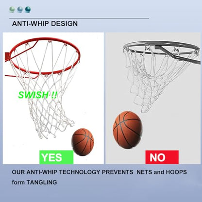 Basketball Net Outdoor, Upgrade Heavy Duty Basketball Net Replacement - Professional All-Weather Anti Whip, Fits Standard Indoor or Outdoor Standard Rim - 12 Loops (White)