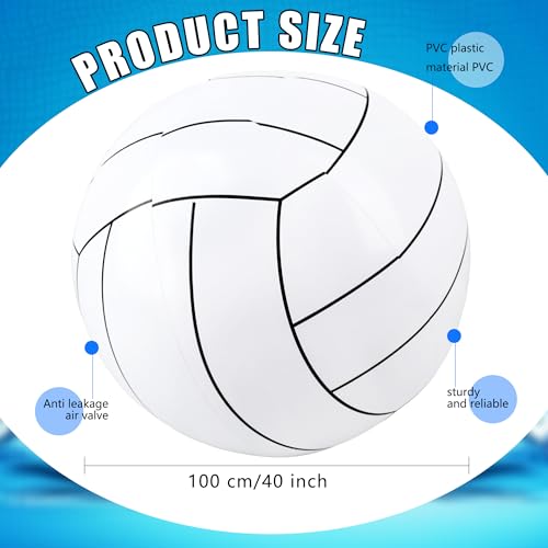 2 Pcs 40 Inch Giant Inflatable Soccer Ball Basketball Volleyball Baseball Blow Up Beach Balls Large Inflatable Sport Pool Balls for Outdoor Activity Games Pool Decoration