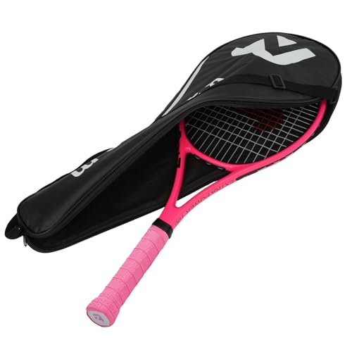 BatZoom Tennis Racket for Beginners & Adults - Lightweight Graphite Racquet with Comfortable Grip | Shock Reduction Technology | Includes Carrying Bag(Color Options) - color: Neon Pink