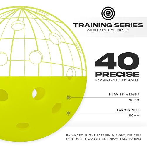 Franklin Sports Training Pickleballs - Training Pickleballs for Beginners + Skill Practice - 69mm or 80mm Outdoor Pickleballs - Pickleball 3 Pack - Optic Yellow