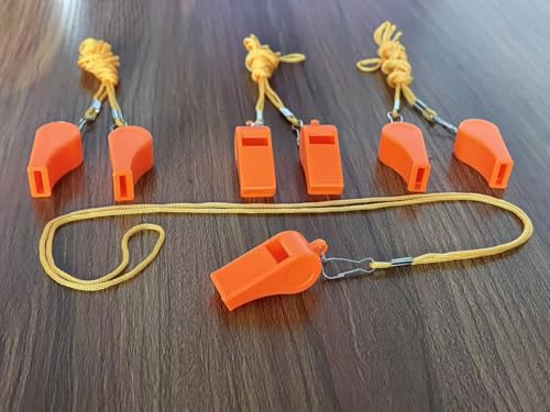 20 Pcs Plastic Loud Whistles with Lanyard for Referee Coaches Basketball Football Sports Training Game Event Lifeguard Survival Emergency Fun School Kids Tool Set Suppliers - color: Orange