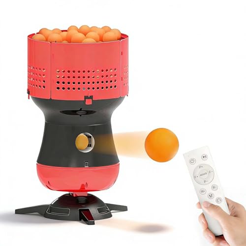 Automatic Ping Pong Machine, Table Tennis Robot with Remote – Easy Setup Portable Trainer for Beginners & Family, Adjustable Distance & Angle