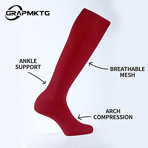 GRAPMKTG 3 Pack Softball Soccer Socks Baseball Football Socks for Youth Men and Women - color: Red, size: Medium