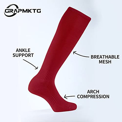 GRAPMKTG 3 Pack Softball Soccer Socks Baseball Football Socks for Youth Men and Women - color: Red, size: Medium
