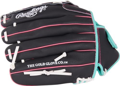 Rawlings | Sure Catch Series Youth Softball Glove - color: Black / Mint / Pink, size: 12"