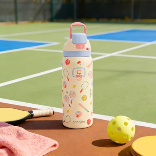 Sports Lover Stainless Steel Water Bottle, Vacuum Insulated, Push-Button Lid, 32 oz, Gifts for Women Girls Friends Teens Birthday Christmas - color: Sport