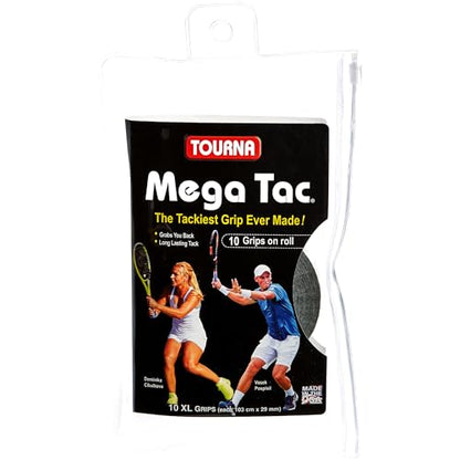 Tourna Mega Tac Extra Tacky Overgrip, 10-Pack - color: Black