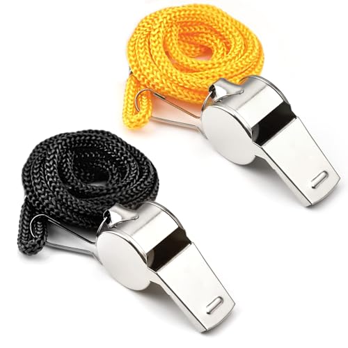 SANNIX 7 Pack Whistles, Coaches Whistles with Lanyard Sports Whistle Loud Crisp Sound Whistles for Referees Training Gyms Emergency - color: Silver