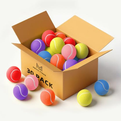 30/40 Pack Training Tennis Balls, Pet Dog Playing Balls, Practice Tennis Balls with Mesh Bag for Transport and Beginner Training - color: Colorful-30Pack