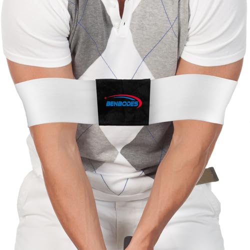 Golf Swing Training Aid - Muscle Memory & Connection Swing Corrector for Golfers, Arm & Elbow Posture Trainer for Right/Left Handed Beginners, Golf Trainer Arm Band for Indoor/Outdoor Club Practice - color: White