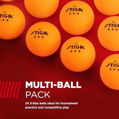 STIGA 24pk 3-Star Ping Pong Balls - USATT Approved Tournament Quality - ITTF Regulation Size & Weight - Durable, Tournament Table Tennis Balls