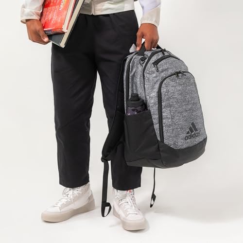 adidas Defender Sports Backpack with Shoe Compartment, Soccer Bag - color: Jersey Onix Grey/Onix Grey/Rose Gold