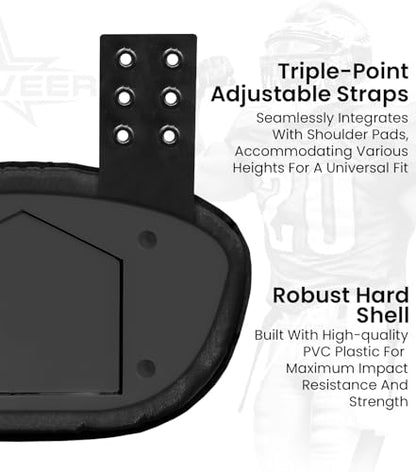 Football Backplate for Shoulder Pads with High Impact Padding, Adult & Youth Lower Backplate Football - color: Black, size: Youth