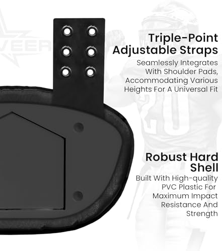 Football Backplate for Shoulder Pads with High Impact Padding, Adult & Youth Lower Backplate Football - color: Black, size: Adult